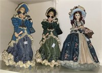 3 Resin Lady Figurines