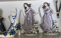 2 Porcelain Figurines And Hand Painted Boot