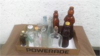 GLASS BOTTLES/ LETTER OPENER/BROWN BOTTLES