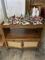 Holiday Figurines & Microwave Cart On Casters