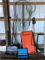 Fishing Poles, Net, Tackle Boxes, Reels, Augers