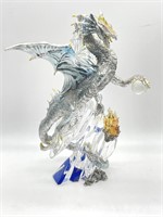 Silver Dragon Figure on Crystal Base 12.75” -