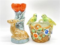 Deer Vase 7” and Parakeet Planter 5” - Made in