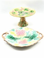 Etruscan Majorca Floral Tray 12” and Stand 9.5” x