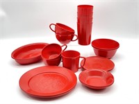 Vintage Red Plastic Dishes - Hemcoware - (3)