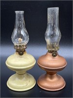 (2) Small Metal Oil Lamps 7” and 7.25”
