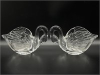 (2) Crystal Swans 9” x 6”