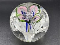 Floral Glass Paperweight 3” - Made in Portugal