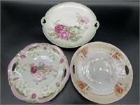 (3) Floral Plates Made in Germany - 9.25”, 9.5”,
