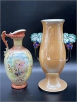 (2) Vases 7.75” and 9”  - Figural one Made in