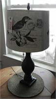 Contemporary 27” table lamp with bird font shade