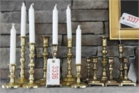 Brass candlestick lot with (4) pairs of brass