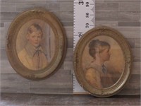 ANTIQUE  OVAL PICTURES / FRAMES 26" X 22"
