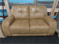 64" X 36" TAN LEATHER COUCH GOOD CONDITION