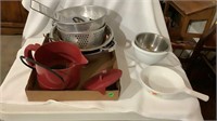 Metal strainers, metal bowl, water boiler, cooking