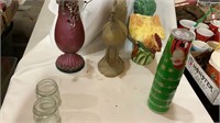 Vase, chicken decor, jars, cups