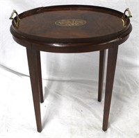Side Table with Brass Accents and Inlaid top