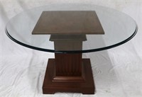 Glass Top Wood Base Dining Table