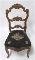 Victorian Carved Wood Chair - AS IS - Top Repaired