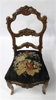 Victorian Carved Wood Chair Needlepoint Seat