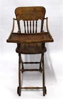 Antique Carved Woode Convertible High Chair