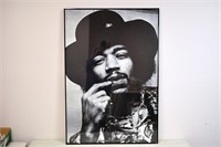 Large Framed Jimi Hendrix Black & White Poster