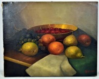 Reinier Signed Oil on Canvas Still Life Fruit