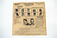 John Dillinger "Wanted" Washington D.C. Poster