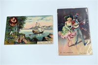 2 Vintage  Colorful Postcards