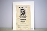 John Dillinger "Wanted" 1934 Reward Poster