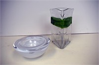 Kosta Boda Glass Bowl along w/ Signed Vase