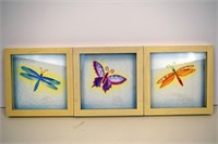 Set of 3 Framed Dragonflies & Butterfly