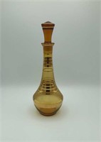 Mid Century Gold Band Glass Stopper Decanter