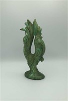 12" MC Avocado Green Pottery Rooster Statue