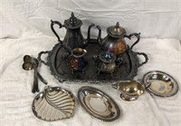 Countess Int. Silver Tea Set, Tray, Gravy, Utensil
