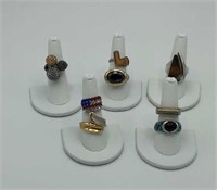 8 Vintage Rings, Onxy Rhinestone
