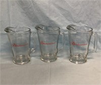 3 Glass Budweiser Beer Pitchers