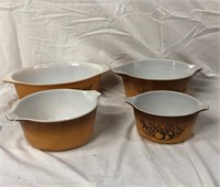 4 Pyrex Old Orchid Casserole Serving Bowls