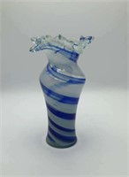 Art Glass Blue Ribbon Stretch Vase