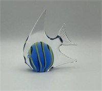 Art Glass Cobalt Blue Fish Paperweight
