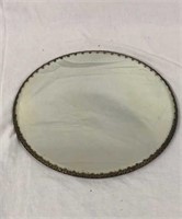 14" Antique Brass Beveled Glass Dresser Mirror