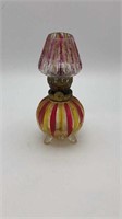 1950s Ruby & Gold Glass Oil Lamp