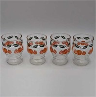 Four 1950s Orange Juice Glasses