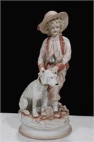 AUSTRIAN STATUE OF BOY WITH DOG