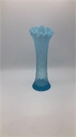Blue Opalescent Diamond Point Vase