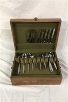 45pc Stainless Serving Set w/ Wood Case