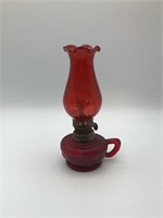 1950s Ruby Glass Finger Oil Lamp