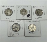 Washington Quarters 1934, 43, 51, 52D, 64D