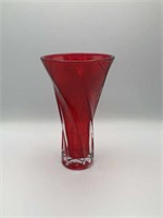 Ruby Art Glass Twist Vase