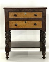 TWO DRAWER WORK TABLE, ACANTHUS CARVED LEGS